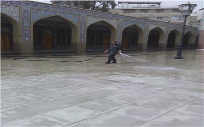 شستشوی حرم حضرت زینب( س) توسط مدافعان حرم